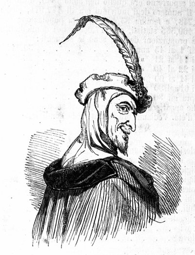 Representasjon av Mephistopheles (Mephisto), karakter av legenden om Faust. Gravering av 1800-tallet av Unknown artist