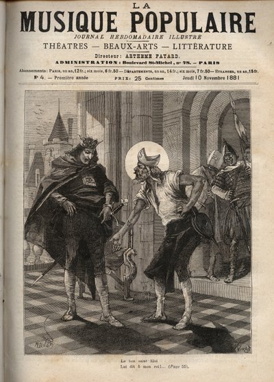 Representation of the French popular song “” King Dagobert”” representing King Dagobert I (circa 600-639) and Saint Eloi de Noyon (ca. 588-660): “The Good Saint Eloi av Unknown artist