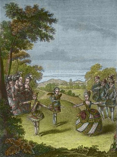 Representasjon av balletten «Kjærlighetens triumf» av Christoph Willibald Gluck på Schönbrunn, Wien 1865 (gravering) av Unknown Artist