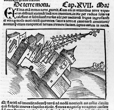 Representasjon av jordskjelvet på 1500-tallet. av Unknown artist