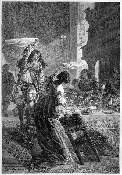 Restoration Party - The King Charles II (1630-1685) with Lady Castlemaine (BARBARA VILLIERS, grevinne av Castlemaine, hertuginne av CLEVELAND elskerinne av Charles II) - Charles II feirer sin tiltredelse til Englands trone i 1660 med sin elskerinne, Lad av Unknown artist