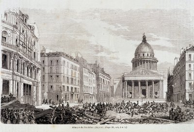 Revolusjonen i 1848: Pantheonangrep 24. juni 1848 - i "" Contemporary Popular History"" av Unknown artist