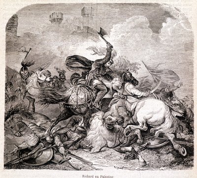 Richard i Palestina. Illustrasjon i "" History of Popes, Kings, Queens, Emperors, through the Centuries"" av Maurice Lachatre 1857 av Unknown artist