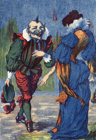 Riquet presents himself to the princess again. Illustration for “Riquet a la houppe””, tale by Charles Perrault (1628-1703), French writer. Anonymous illustration. Imagery Marcel Vagne, Jarville Nancy, undated (late 19th century). av Unknown artist