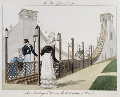 Berg-og-dal-bane ved Barriere du Roule, tidlig på 1800-tallet "" Le Bon genre"", nr. 97 av Unknown artist
