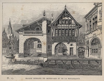 Romersk hus fra middelalderen og renessansen - gravering av 1889 i "History of human habitation at the Universal Exhibition of 1889, by Mr Charles GARNIER - Librairie centrale des beaux-arts Paris 1889 av Unknown artist