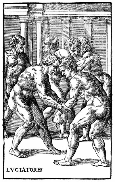 Romerske brytere - i "Hieronymi Mercurialis de Arte Gymnastica", Venezia-utgaven av Unknown artist