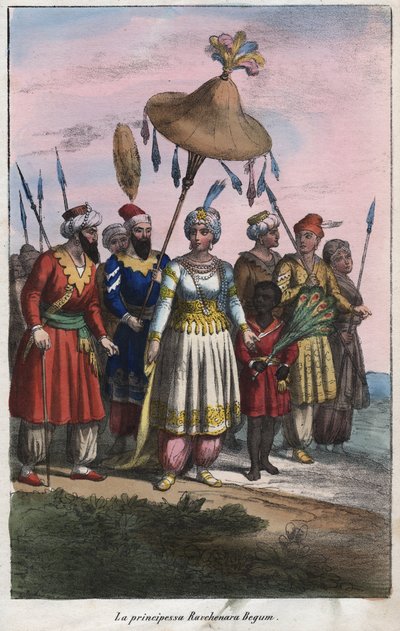 Roshanara Begum 1617-1671 (Roshan Ara Begum) - Imperial Princess of the Mughal Empire - engraving from “” Usi e Costumi di Tutti i i Popoli dell