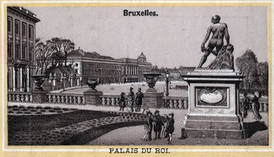 Det kongelige palass i Brussel, Belgia. Kromolitografi fra slutten av 1800-tallet. av Unknown artist