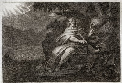 Royaumont Bible, New Testament: The evangelist Saint John with the eagle. Illustration from 1811. av Unknown artist