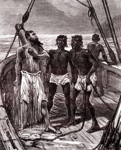 Gummitransport på Maroni-elven, Guyana av Unknown artist