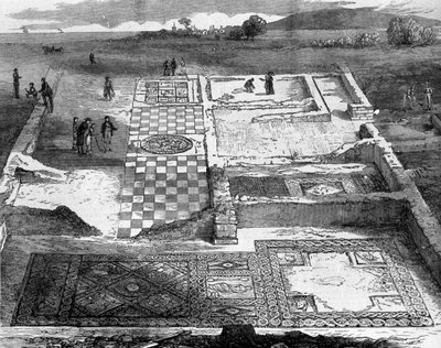 Ruinene av en romersk villa nær Brading på øya Wight. av Unknown artist