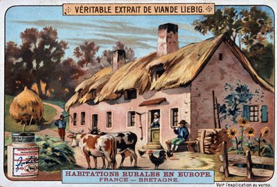 Landlige boliger i Bretagne - chromo. Liebig, v. 1895 av Unknown artist