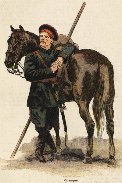 Russisk kosakk kostyme. 1800-talls gravering. Bianchetti samling. av Unknown artist