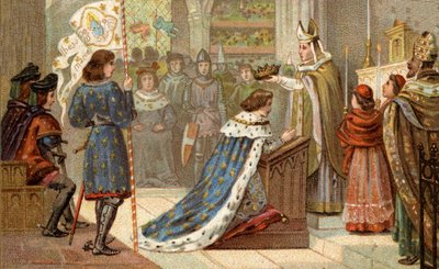 Sacre of Charles VII (1403-1461) i katedralen i Reims (17. juli av Unknown artist