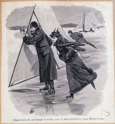 Seiløvelse, på Shrewsbury, USA, ca. 1890 - gravering, sent på 1800-tallet av Unknown artist