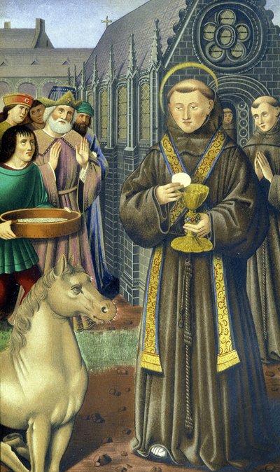 Sankt Antonius av Padova (san antonio di padova) - ifølge timeboken til Anne av Bretagne av Unknown artist