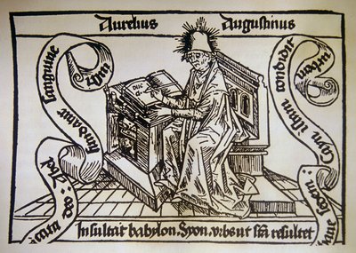 Saint Augustine, fra "De civitate dei" (The Cite of God) av Saint Augustine of Hippo (354-430) av Unknown artist