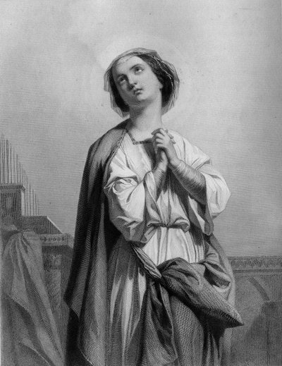 Saint Cecile Virgin and Martyrdom, Decapitee in Rome (232) - in The Holy Women”. 1852.” av Unknown artist