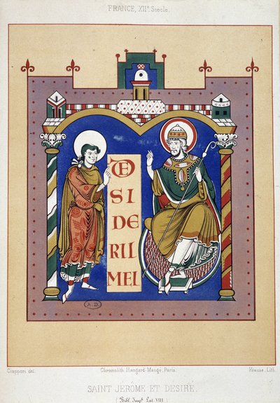 Saint Jerome og Saint Desire - basert på et fransk dokument fra 1100-tallet av Unknown artist