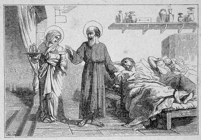 Saint Julian the Hospitaller og hans følgesvenner, martyrer av Unknown artist