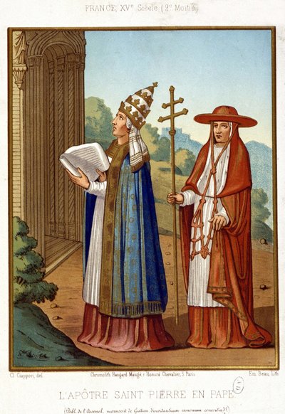 Sankt Peter i paven akkompagnert av en kardinal, 2. halvdel av 1400-tallet. av Unknown artist