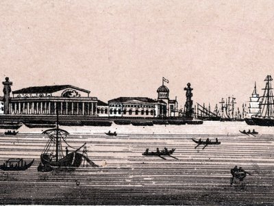 St. Petersburg, Russland: utsikt over elven Neva og utveksling i St. Petersburg. i "" Verden illustrerer 168 visninger"" Udatert (slutten av 1800-tallet) av Unknown artist