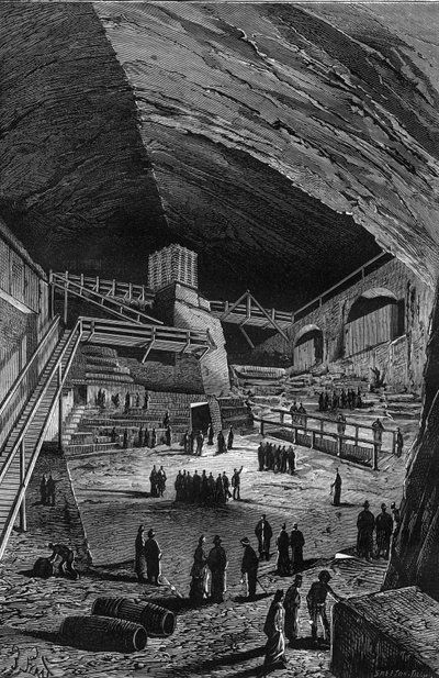 Salt mines of Wieliczka, Poland. Engraving in “Nature” av Unknown artist