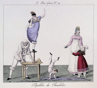 Saltimbanks: Balanse av lysestaken - i “” Den gode sjangeren””, deb. 1800-tallet av Unknown artist