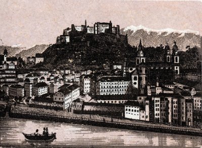 Salzkammergut Region, Austria: salzburg von kapuzinergarten. in “” The world illustrates 168 views”” Undated (late 19th century) av Unknown artist