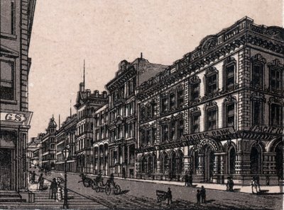 San Francisco, United States: view of Pine Street. in “” The world illustrates 168 views”” Undated (late 19th century) av Unknown artist