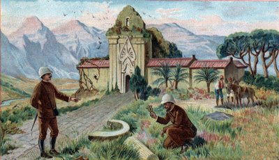 Scenes of Missing Kingdoms: Tempel i fjellene i Qui-Nhon-provinsen i Kambodsja. Kromolitografi fra 1800-tallet. av Unknown artist
