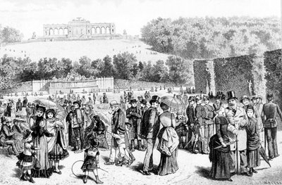 Schonbrunn Park, et kompleks av palasser og hager som ligger ikke langt fra Wien, var sommerresidensen til Habsburg-familien siden 1700-tallet. Litografi fra 1800-tallet. av Unknown artist