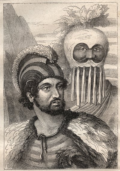 Second voyage (1772-1775) by Captain James Cook (1728-1779): types of the Sandwich Islands (Cook Island, South Sandwich Islands) - illustration taken from “The Great Mariners of the 18th century”” av Unknown artist