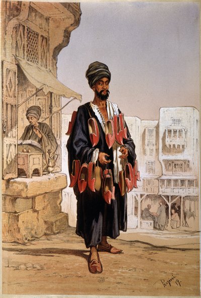 Selger av tøfler og vannpiperøyker i Egypt av Unknown artist