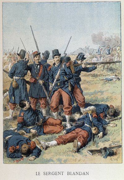 Sersjant Blandan døde under erobringen av Algerie i 1842 - i "" Histoire de France"" av Unknown artist