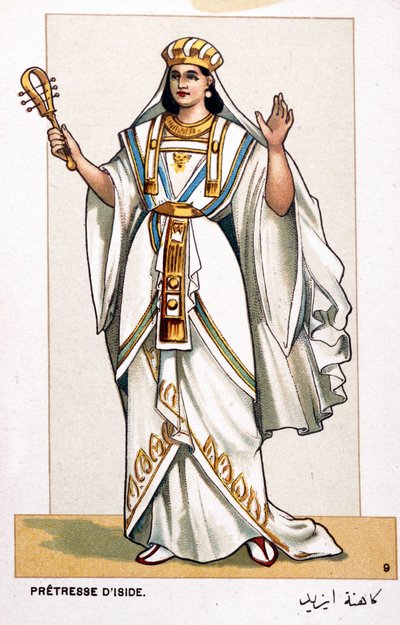 Serier med kromolitografier av operakostymer i anledning den første representasjonen av Aida av Giuseppe Verdi: pretressen til Iside. 1872 av Unknown artist