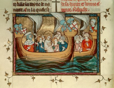 Syvende korstog: Kongen av Frankrike Saint Louis (eller Louis IX) (1214-1270) ankommer Nikosia på Kypros rundt 1245. Miniatyr. B.N. Paris av Unknown artist