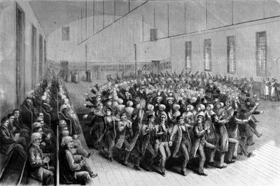 Shaking Quakers religiøs prosesjon (dans) i New York. Illustrasjon av 1800-tallet. av Unknown artist