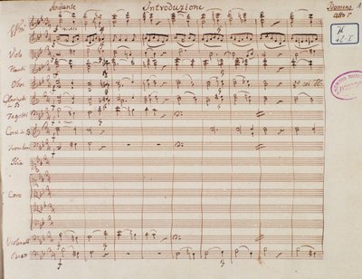Noterside for Idomenee, kongen av Kreta, opera av Mozart, Lichtenthal-versjon (1843) av Unknown artist