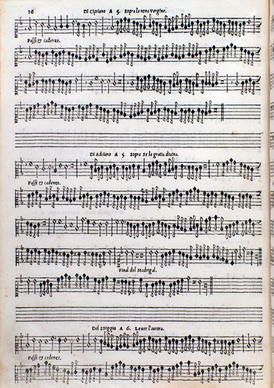 Noterside med avhandling om ornamentikk av Girolamo della Casa av Unknown artist