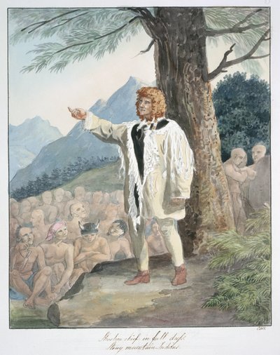 Shoshone Chief i hel kjole, Stony Mountain Indian, ca. 1843-50 (akvarell) av Unknown artist