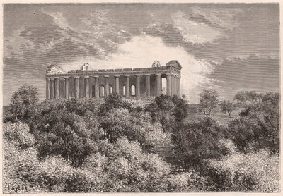 Sidevisning av det gamle hellenske konkordetemplet i Agrigento på Sicilia, Italia av Unknown