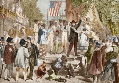 Slavesalg til Richmond i USA i 1864. av Unknown artist