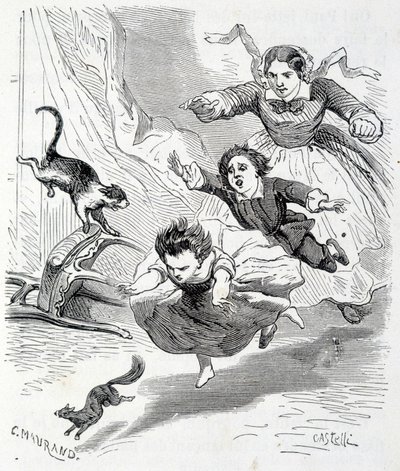 Sophie og ekornet - i "The misfortunes of Sophie"" av grevinnen av Ségur, Hachette av Unknown artist