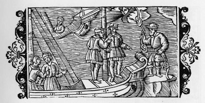 Trollmann selger til sjømenn vindene låst i de tre nodene til et tau - i "Historia de Gentibus Septentrionalibus" (Historien om folkene i Nord) av Olaus Magnus, Roma 1555 av Unknown artist