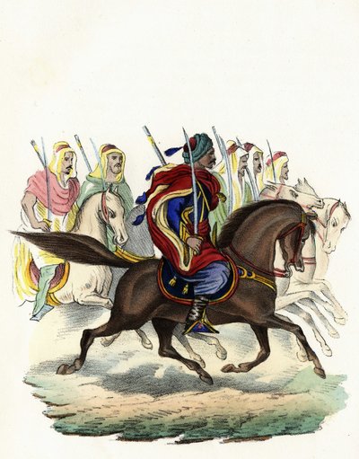 Spahis, et urbefolkningskavalerikorps fra den franske hæren i Afrika, hovedsakelig sammensatt av arabiske ryttere, dannet for provinsene Alger i 1834, Bone i 1835 og Oran i 1836. I "" Storia d