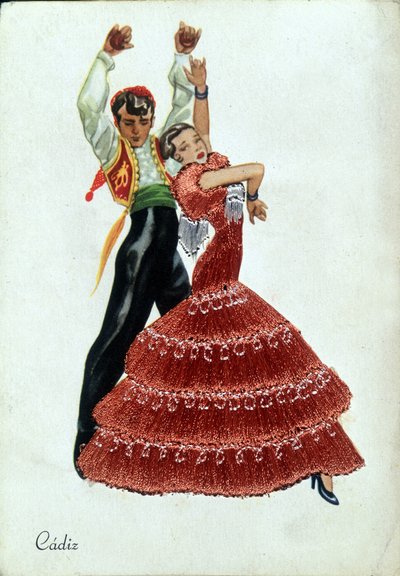 Spanske flamencodansere i tradisjonelle klær. av Unknown artist