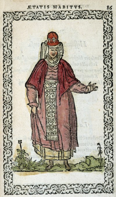 Spansk kvinne - i "" Habits et effigies"" av Jean Sulperius av Unknown artist