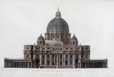 Peterskirken i Roma til Vatikanet (San Pietro in Vaticano). I "" Den gamle og moderne drakten"" 1819-1820, av Jules Ferrario. av Unknown artist